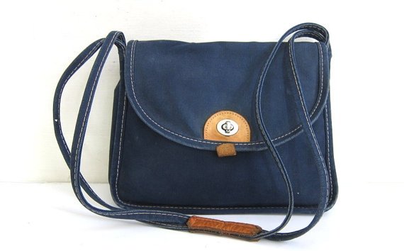 Vintage Dark Blue Canvas Denim Jean Purse