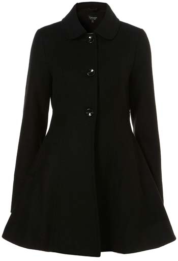 Black Button down Skirted Coat