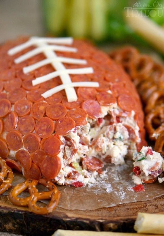 Pepperoni Pizza Football Cheese Ball