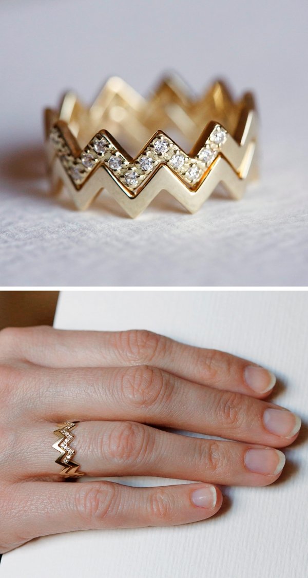 Chevron Stacking Diamond Ring