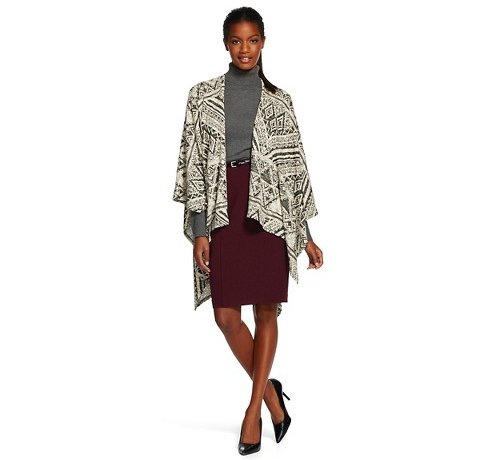 Gray and White Aztec Cape