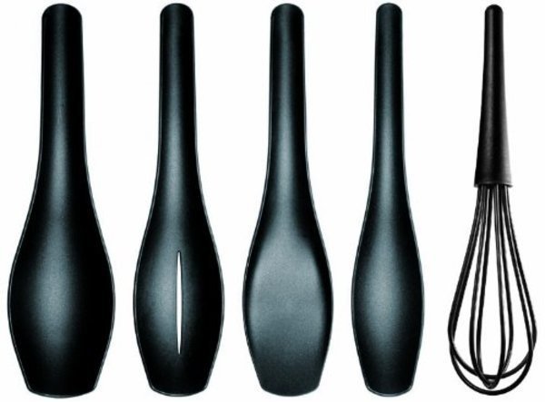 Spoons, Whisk and Spatula Set with Stand, Set of 5