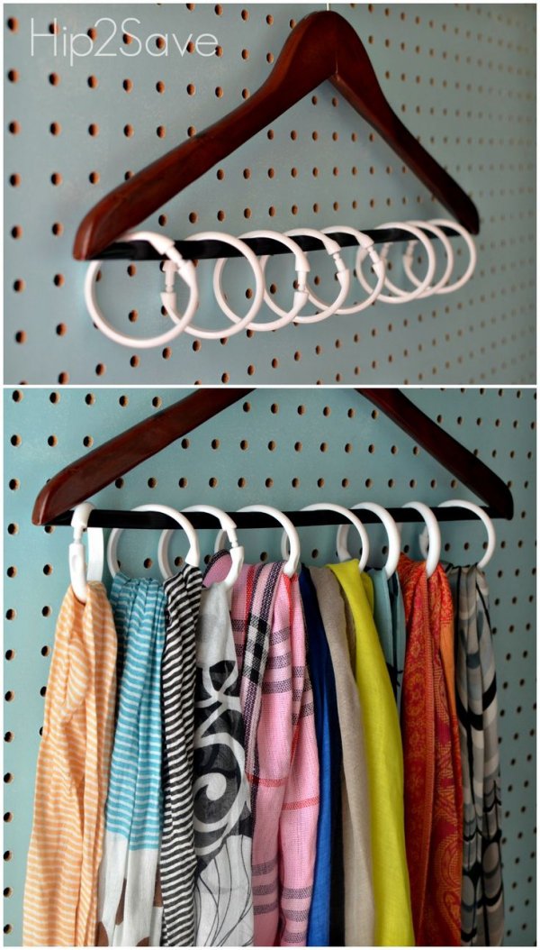 Simple = Shower Curtain Hooks and a Coat Hanger