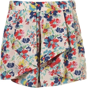 Topshop Multi Pansy Waterfall Print Shorts