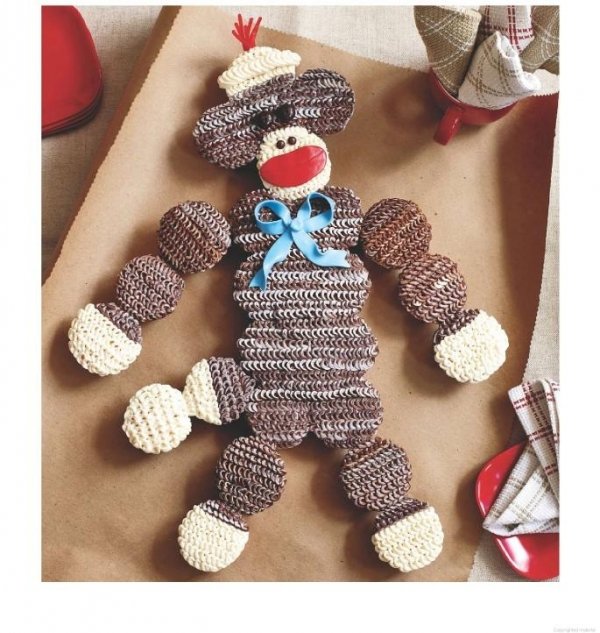 Sock Monkey Birthday Cake