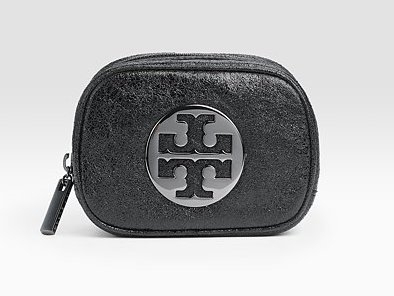 Tory Burch Small Crinkled Leather Cosmetic Case