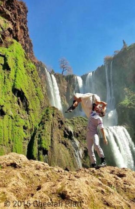 Next to Falling Waters of the Cascade De Ouzoud, Morocco