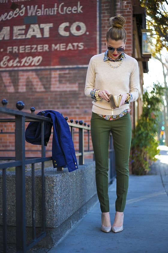 Try a Cozy Sweater and Festive Blouse Combo