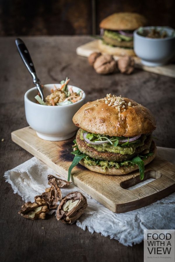 California Fusion Walnut Burger with Bok Choy Slaw