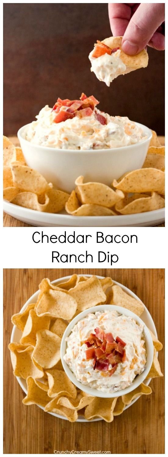 Cheddar Bacon Ranch Dip with Potato and Tortilla Chips