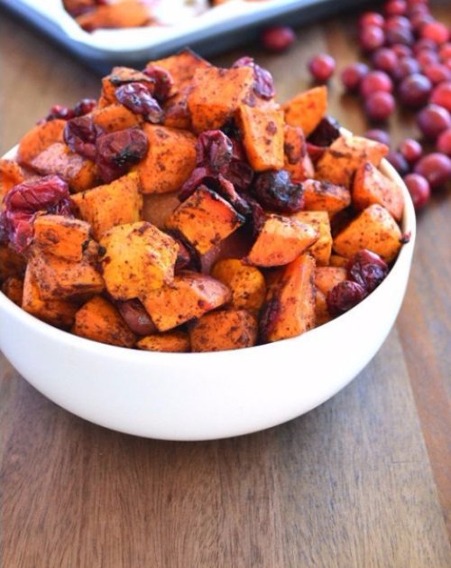 Cinnamon Roasted Sweet Potatoes and Cranberries