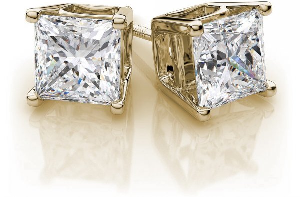 Princess Cut Diamond Studs