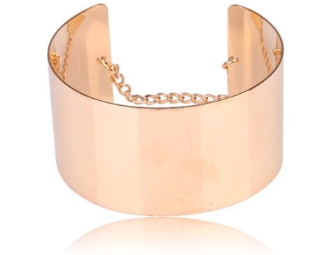 Beautiful round Gold Bangle with Chain Bracelet