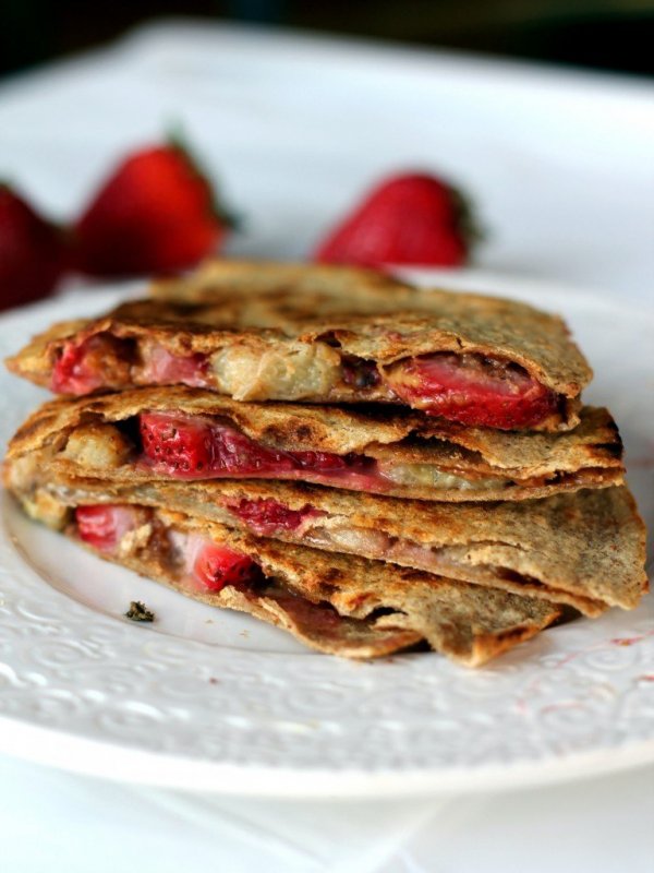 Peanut Butter, Strawberry, Banana Quesadillas