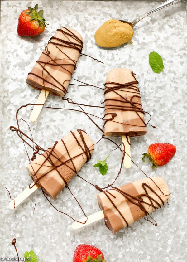 Chocolate Strawberry Banana Peanut Butter Pops