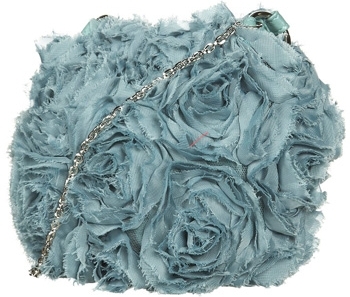 Topshop Teal Fabric Rose Chain Handle Bag