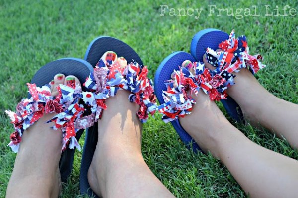 Fun Red, White and Blue Flip Flops