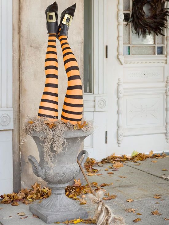 Legs, Tights and Boots in a Flower-pot = Witch!