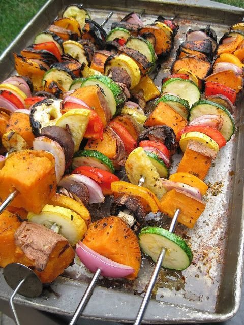 Grilled Sweet Potato & Vegetable Skewers