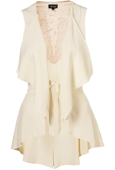 Topshop Ivory Crochet Back Waistcoat