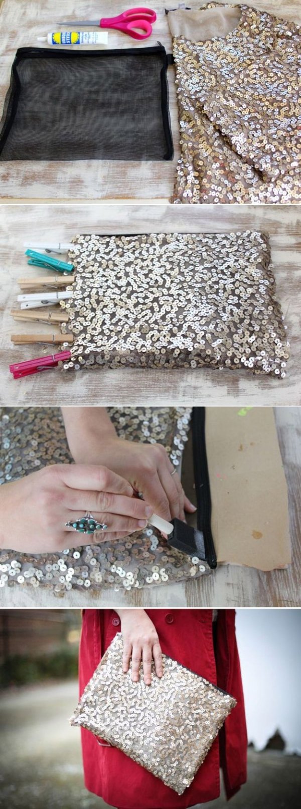 No-sew Sequined Clutch