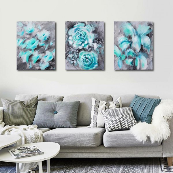 Modern art, Aqua, Turquoise, Teal, Blue,