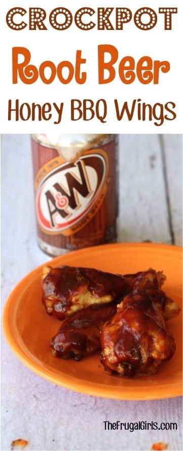 Crockpot Root Beer Honey BBQ Chicken Wings