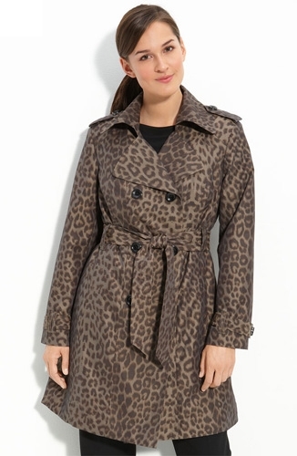 London Fog Double Breasted Animal Print Trench Coat