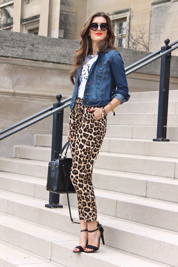 Animal Print Pants and a Denim Jacket