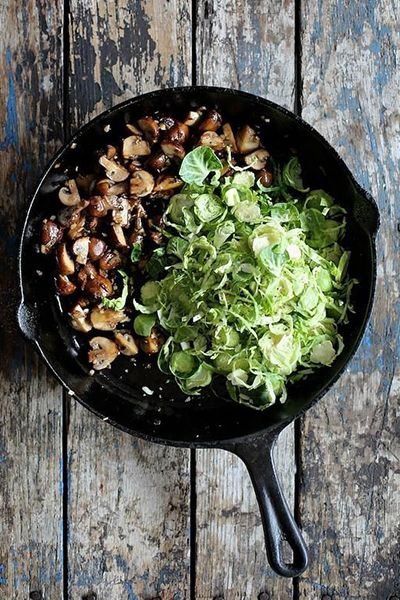 Mushroom and Brussels Sprout Hash