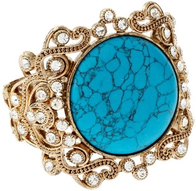 Tallulah Tu Turquoise Ornate Gold Bangle