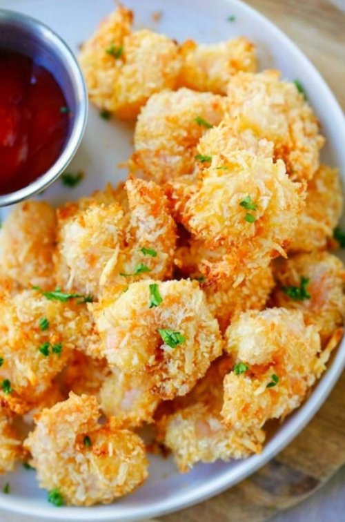 Parmesan Baked Popcorn Shrimp