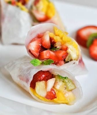 Kiwi Strawberry Spring Rolls