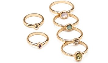 FOREVER 21 Iridescent Midi Ring Set Gold/Multi