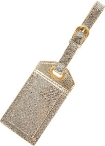 Jimmy Choo Teddy Glitter and Leather Luggage Tag