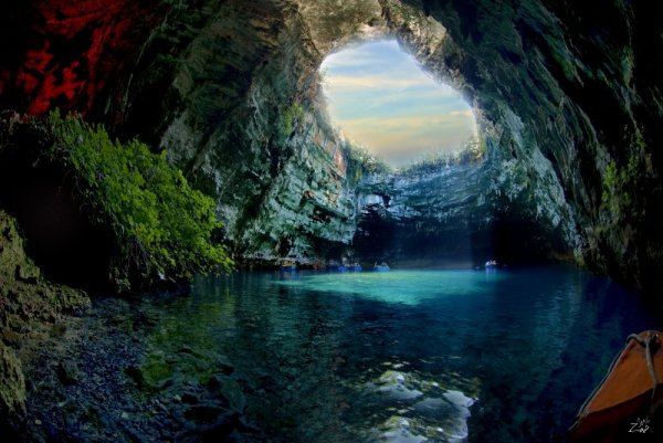 Lake-Melissani Cave, geographical feature, landform, sea cave, cave,