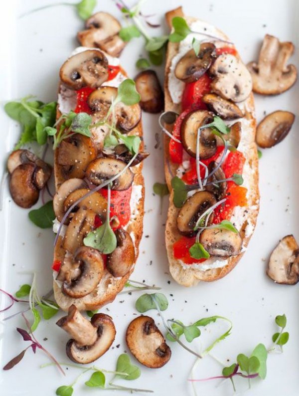 Mushrooms and Sprouts Tartine