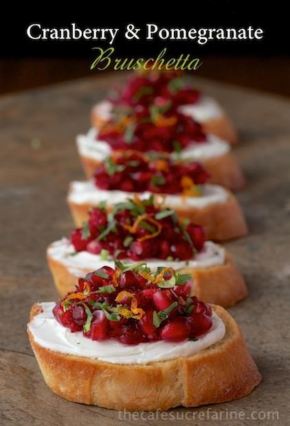 Cranberry & Pomegranate Bruschetta