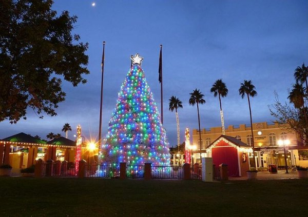 landmark, night, christmas decoration, evening, resort,