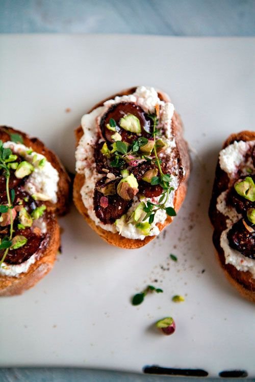 Pickled Fig, Pistachio & Ricotta Tartines