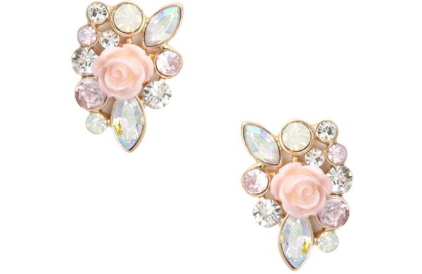 Faux Gem Rose Earrings