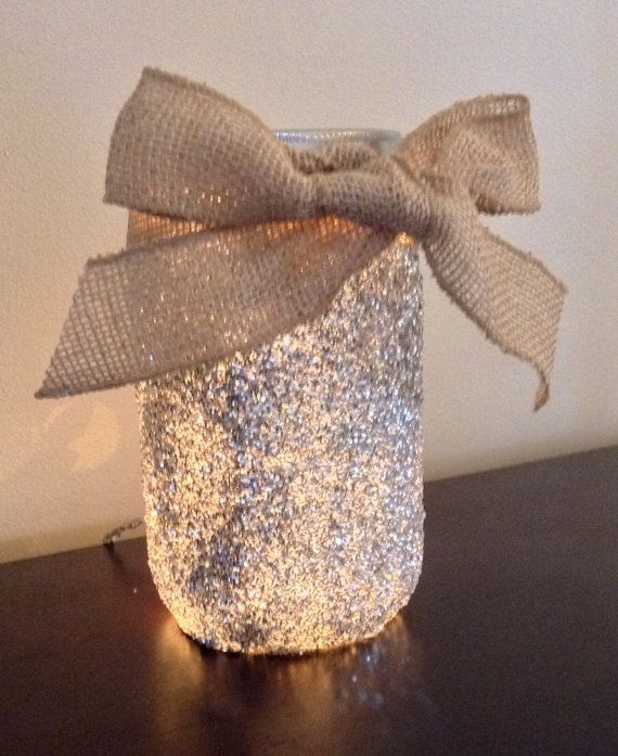 Glitter Lighted Mason Jar Lamp