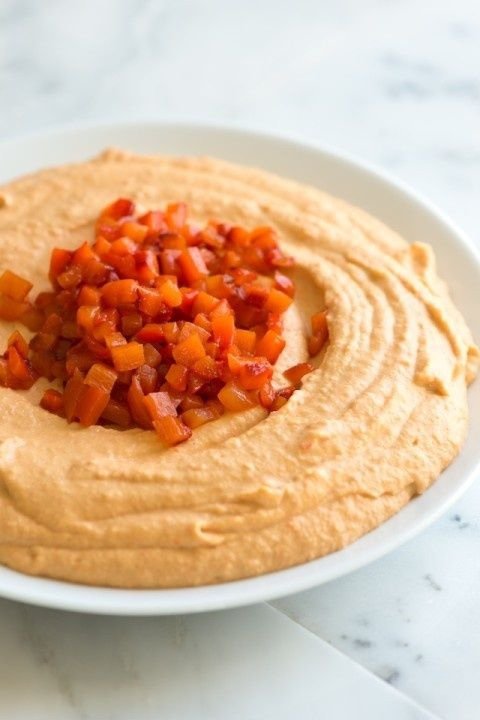 Spiced Sweet Roasted Red Pepper Hummus