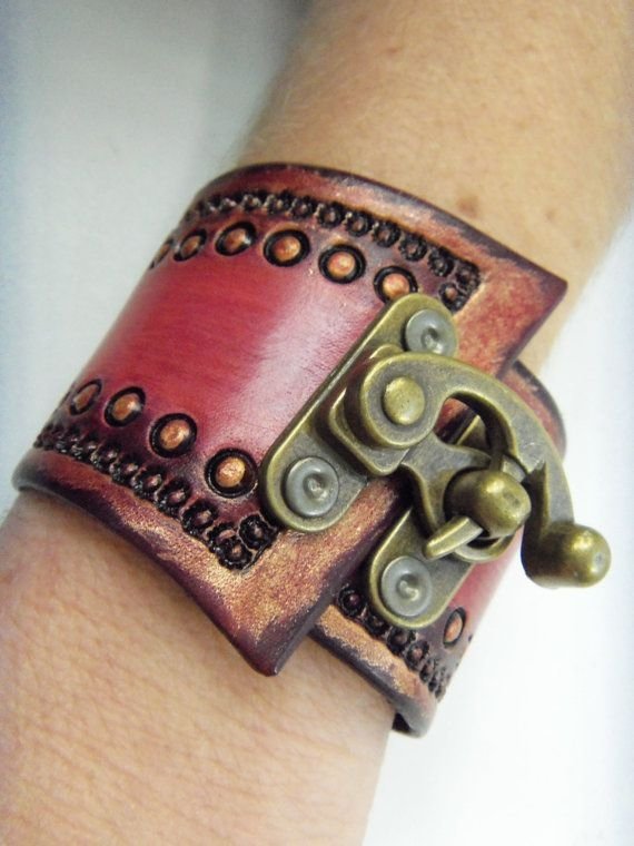 Tooled Leather Wrist Cuff