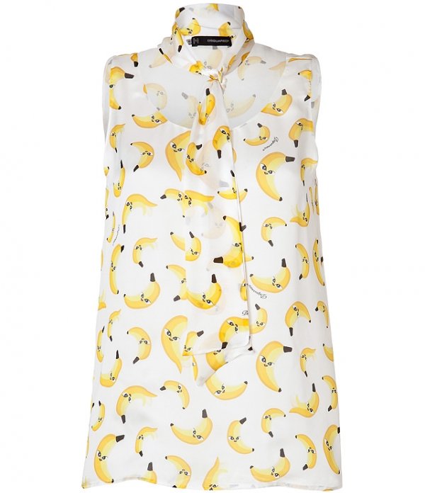 Dsquared2 Silk Banana Print Top