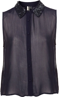 Topshop Sequin Collar Shirt