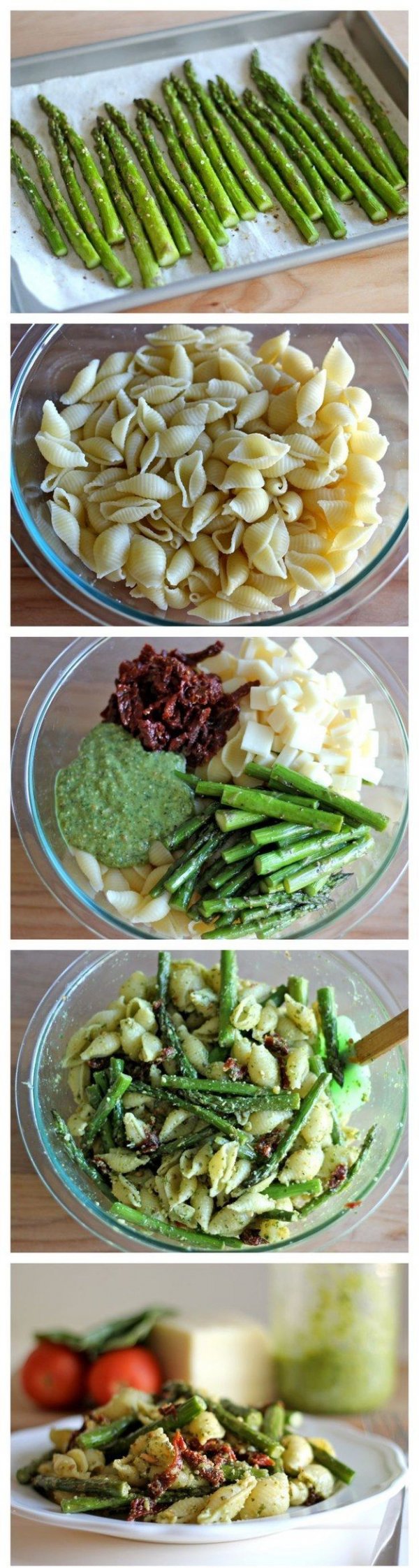 Pesto Pasta with Sundried Tomatoes & Roasted Asparagus