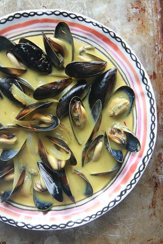 Mussels in Saffron Coconut Broth