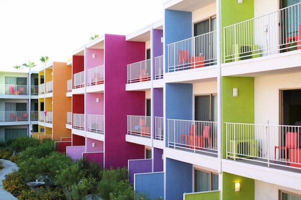 Pastel Colored Saguaro Hotel, Palm Springs, USA