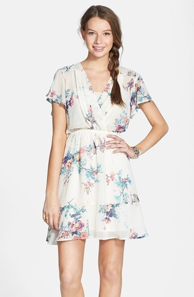 Surplice Flutter Sleeve Babydoll Dress